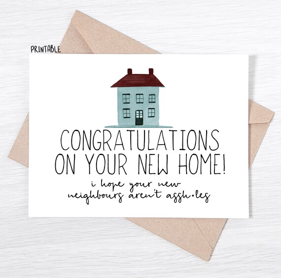 PRINTABLE Funny New Home Card Congratulations on Your New Etsy