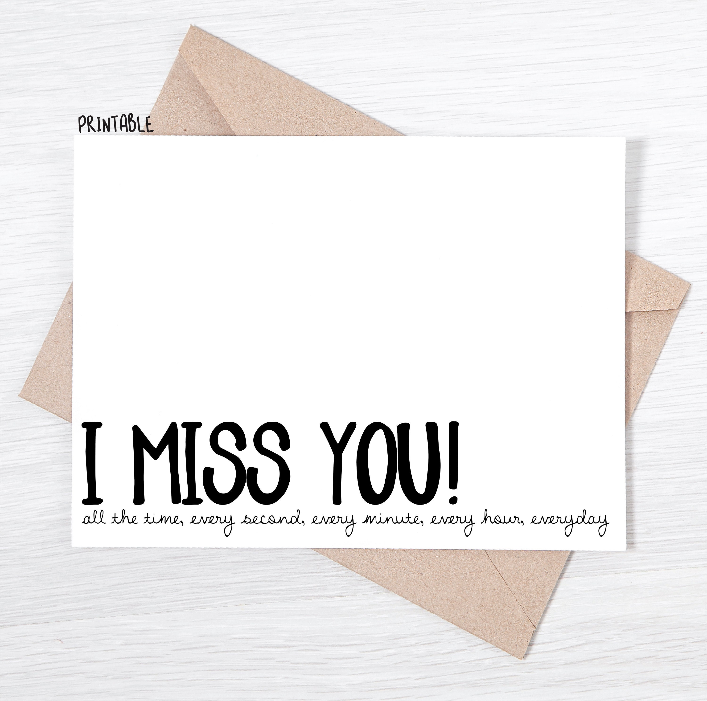 PRINTABLE Miss You Card I Miss You Every All the Time - Etsy