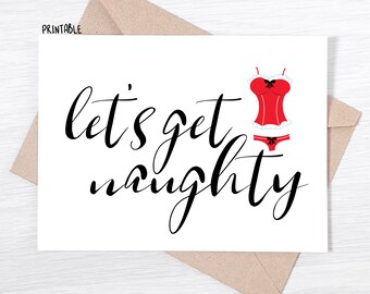 PRINTABLE - Funny Christmas Card - Let's Get Naughty