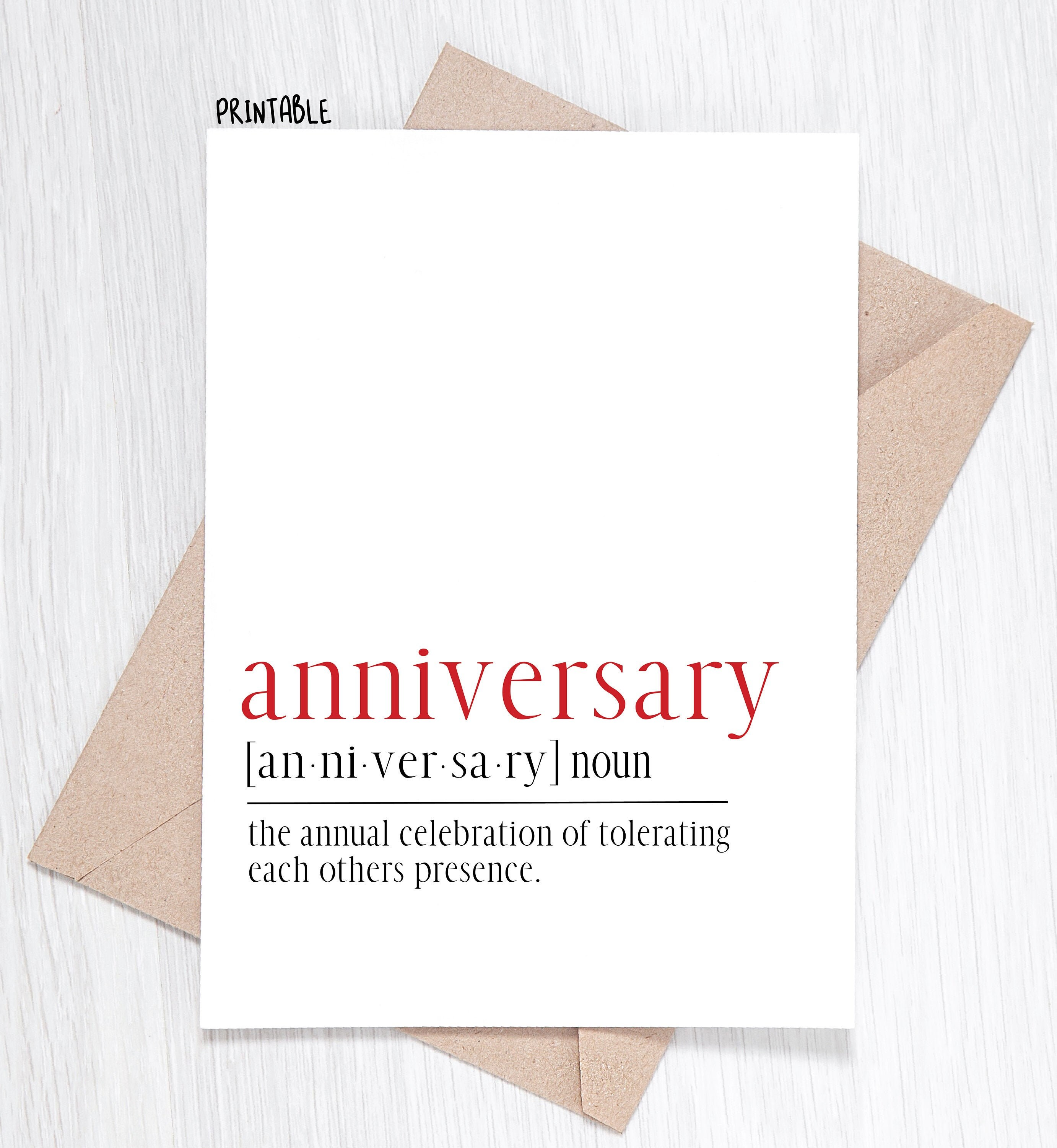 PRINTABLE Funny Anniversary Card Anniversary the Annual Celebration of ...
