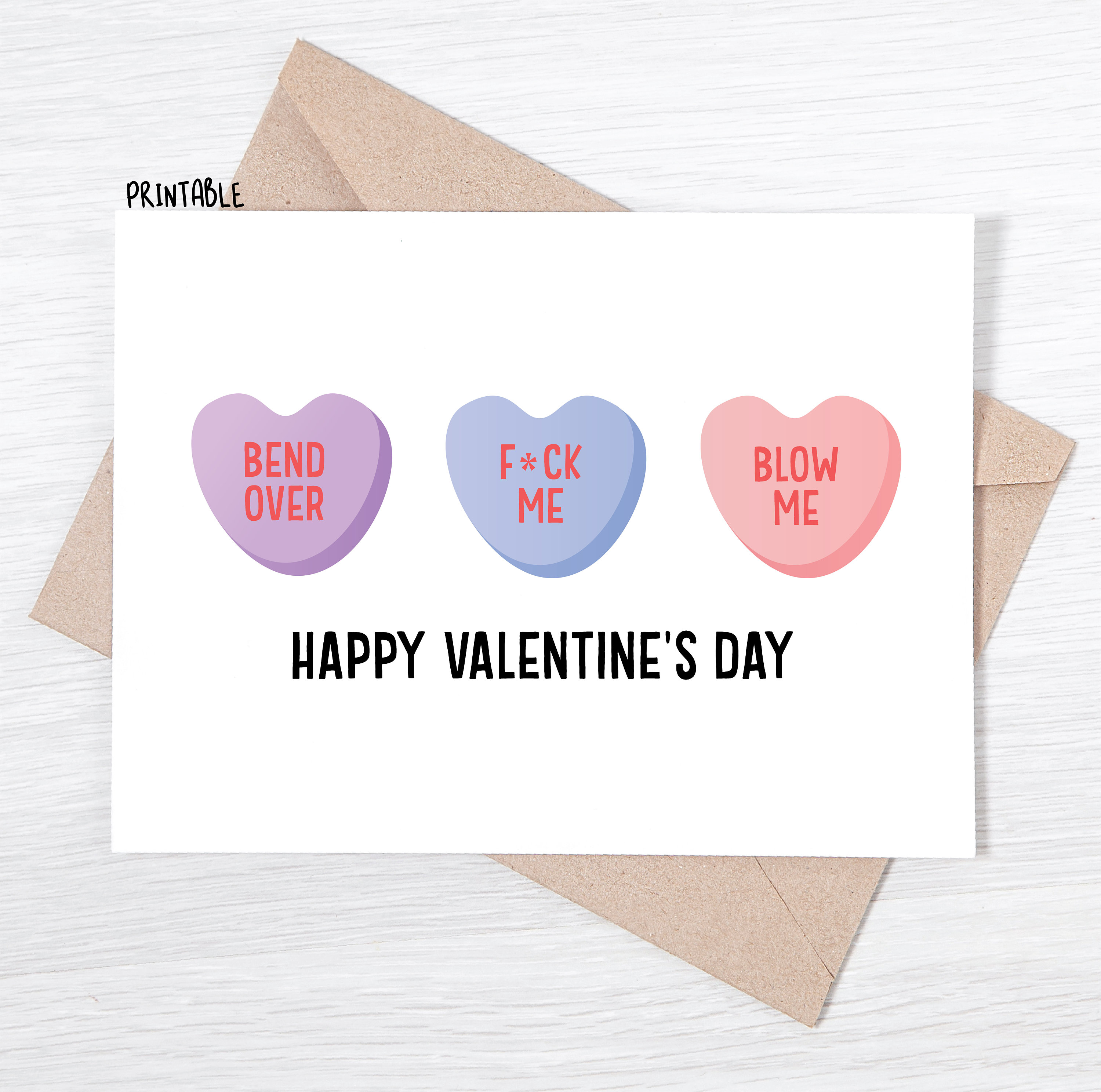 PRINTABLE Valentine's Day Card Happy Valentine's Day Bend Over, Fck Me