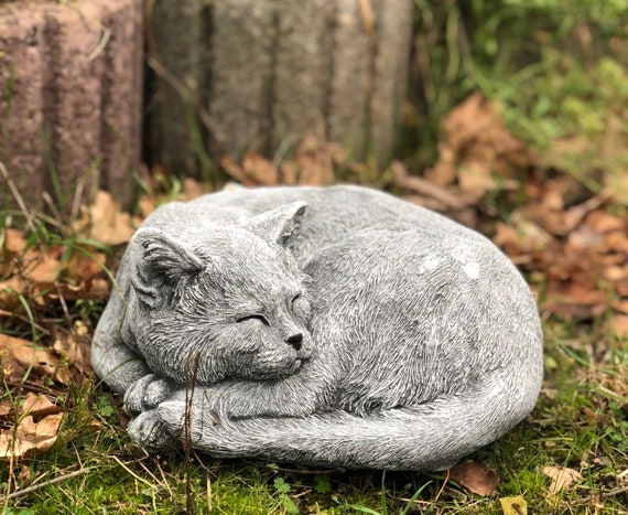 Cat Tangle Cat Stone Animals Garden Decoration Concrete Cat Etsy