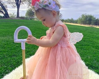Blush Butterfly Baby Layered Tulle Dress | 1st Birthday or Flower Girl