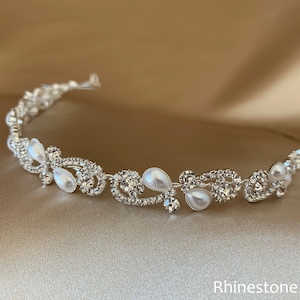 Bridal Crystal & Pearl Headpiece | Wedding Rhinestone Headpiece in Silver and Gold