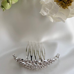 Mini Rhinestone Tiara Hair Comb | Flower Girl Tiara from above