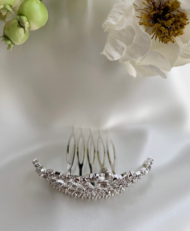 Mini Rhinestone Tiara Hair Comb | Flower Girl Tiara from above