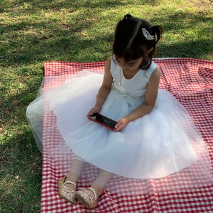 Mini Rhinestone Tiara Hair Comb | Flower Girl Tiara girl wearing