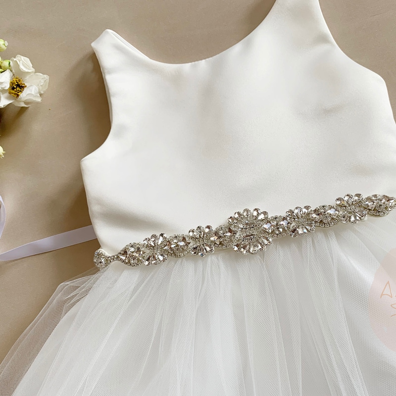 One Shoulder with Flower Flower Girl Dress Silver