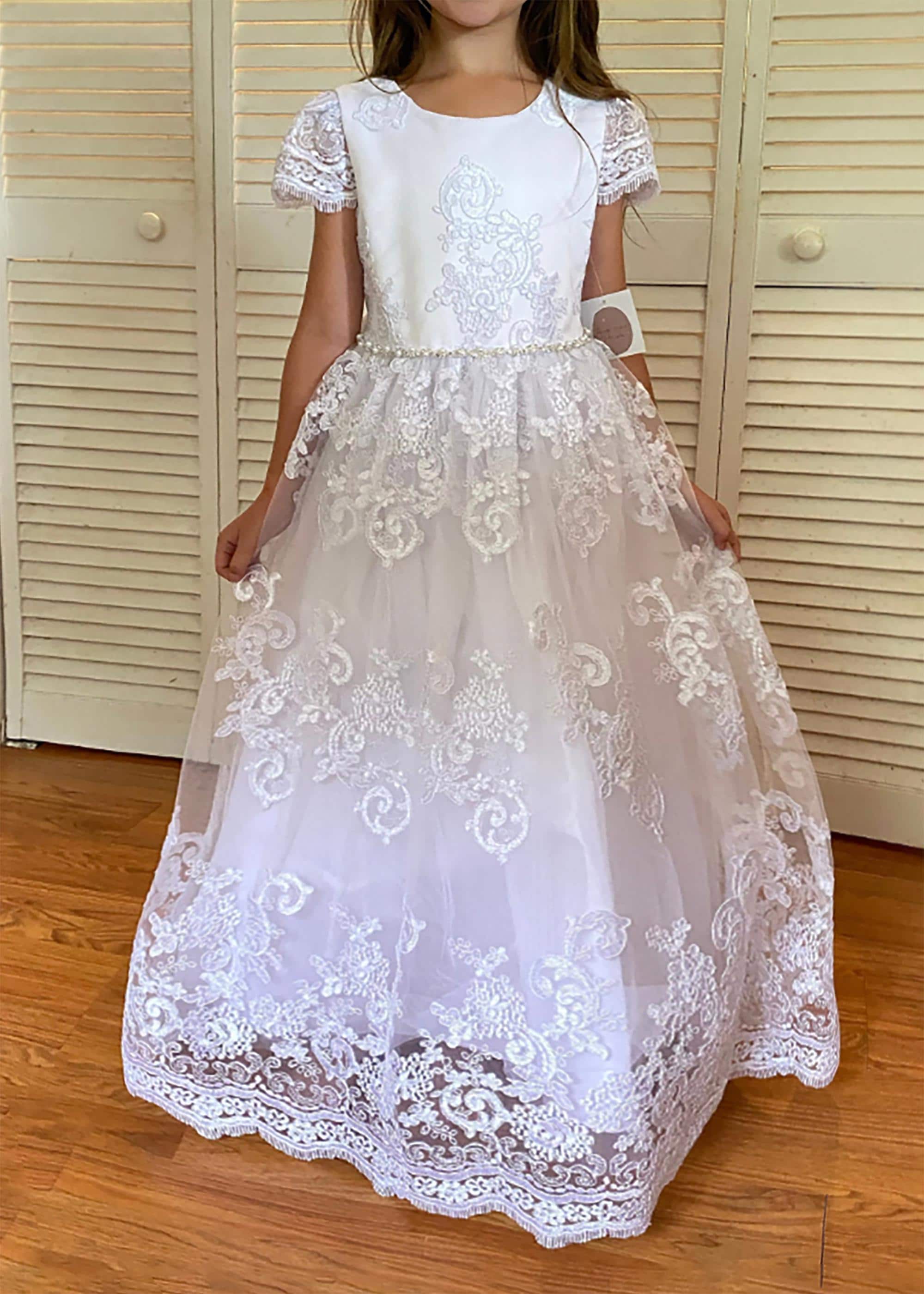 first communion dress with our lady of guadalupe Virgin Mary Communion Dresses - Flower Girl Dresses