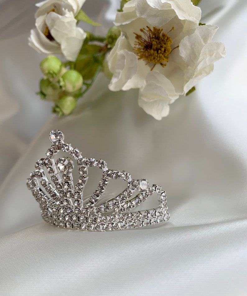 Mini Rhinestone Tiara Hair Comb | Flower Girl Tiara side