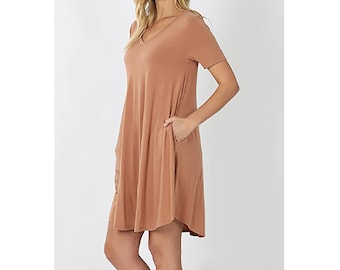 SALE | Mother’s day | Super Soft Non-See-Through Casual daily Comfortable T-shirt Dress with Side Pockets | Ready to ship