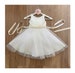 USA Made | Classic Satin and Tulle Flower Girl Dress with detachable Pearl and Satin Sash belt | Hannah dress 
