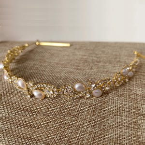 Bridal Crystal & Pearl Headpiece | Wedding Rhinestone Headpiece or Belt in Silver and Gold