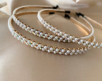 Pearl Rhinestone Flower Girl Headband | Wedding Hair Accessory