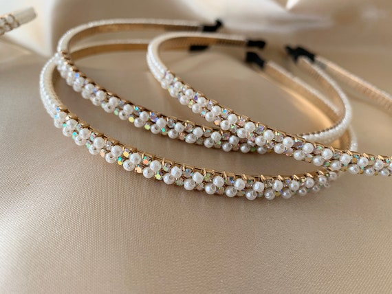Pearl Rhinestone Flower Girl Headband | Wedding Hair Accessory