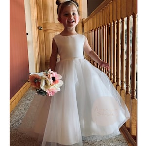 USA Made | Simple Classic 4 Layer Tulle and Satin Top Flower Girl Dress | Perfect flower girl dress | Madison dress