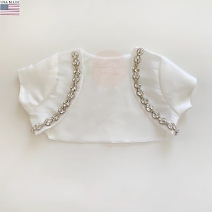 USA Made | Taffeta or Sheer Flower Girl Bolero – Ivory or White Short Sleeve Cover-Up