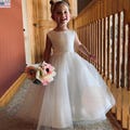 USA Made Tulle Flower Girl Dress: Classic Satin Bodice, Elegant Bow - Madison dress