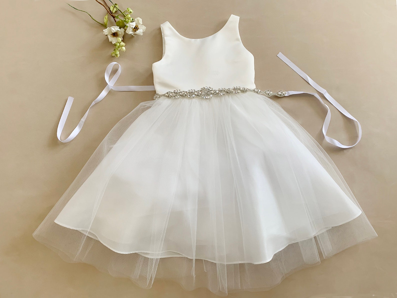 PLUS Size Flower Girl Dress with a detachable belt Handmade Etsy