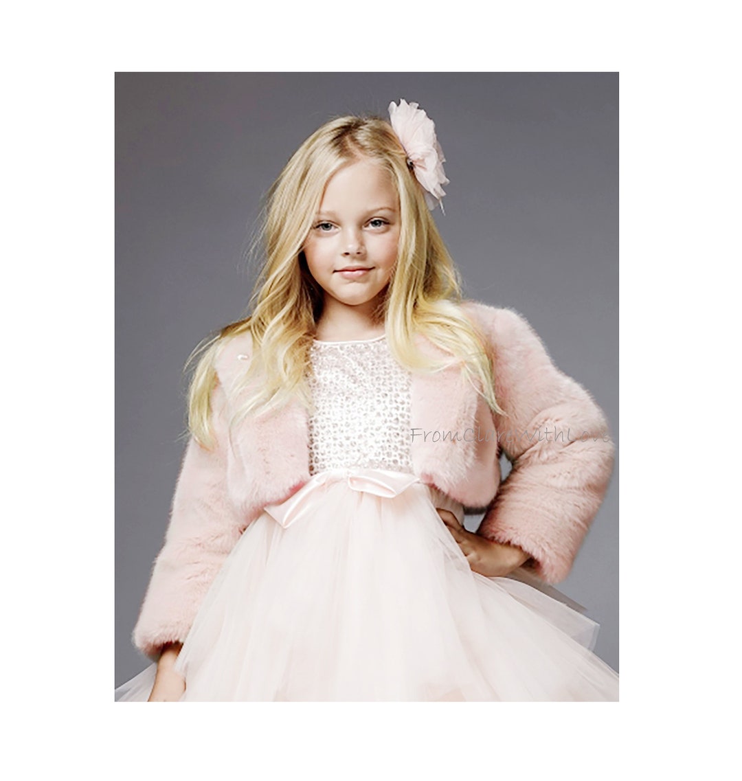 USA Made Blush Fur Jacket Sweet Glamorous Soft Faux Fur Jacket Flower