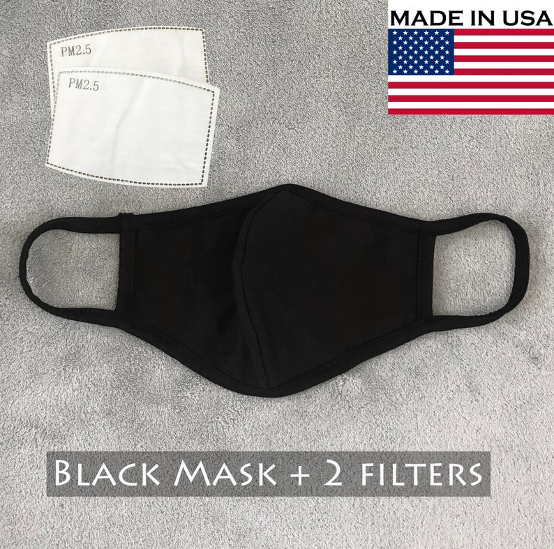 5 Filters + Soft Washable Face Mask with a Filter Pocket, Unisex Adult Reusable Mask, 100% Made In USA 