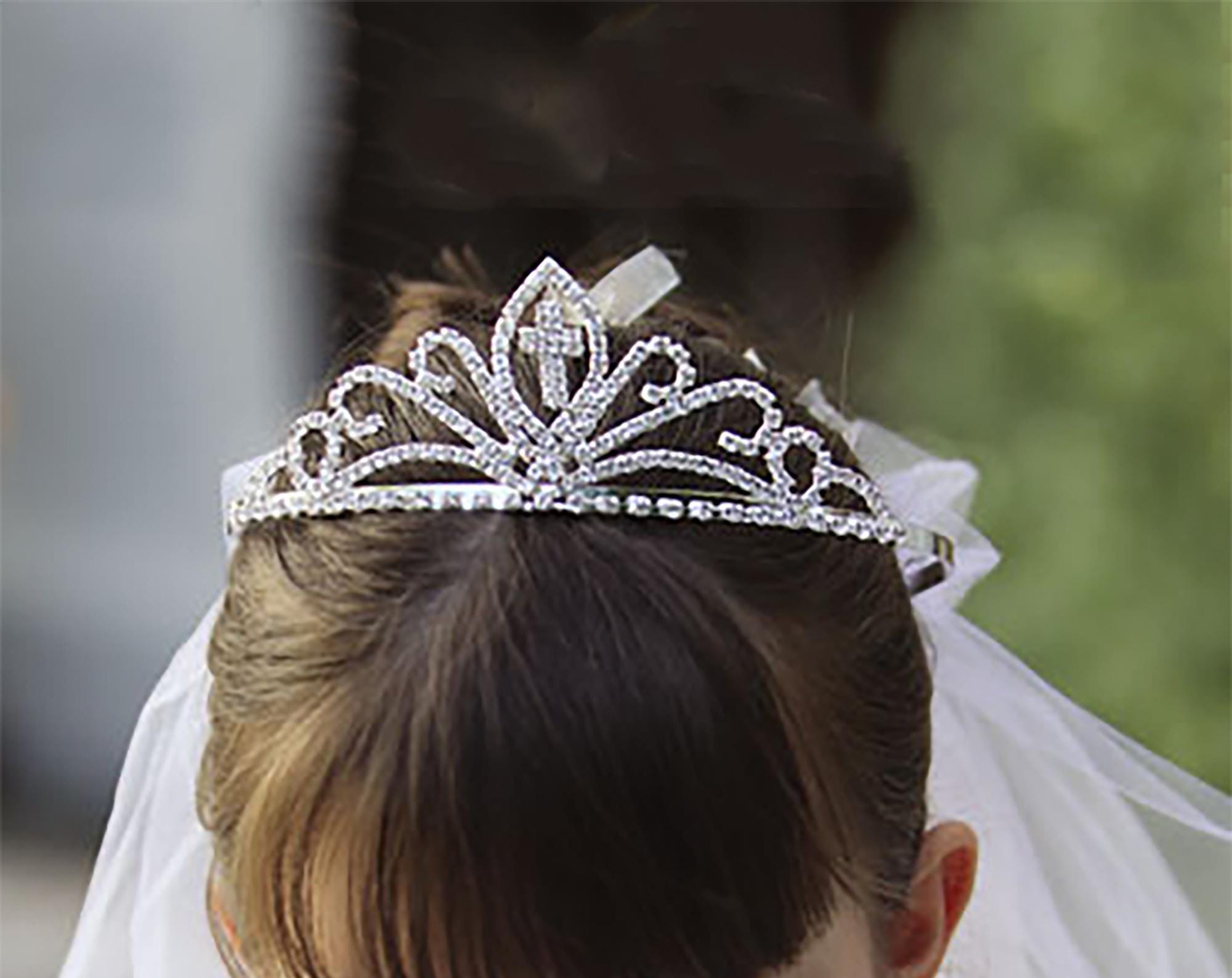 Tiara vintage first communion confirmation there’s a cross in the center First Communion Tiaras-T703 - FirstCommunions.com main image 4