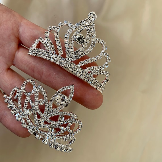 Rhinestone Mini Tiara Hair Comb – Silver Clear Crystal Headpiece for Flower Girls, Birthday Girls