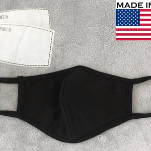 USA Made | 5 Filters + Soft Washable Face Mask with a Filter Pocket, Unisex Adult Reusable Mask