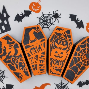 4 Halloween Coffin Boxes, Halloween Coffin Candy Boxes, Coffin Gift Boxes, Halloween Party Favors, Halloween Treat Boxes, Coffin Themed box