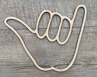 Letrero de pared Shaka de madera, Decoración de pared