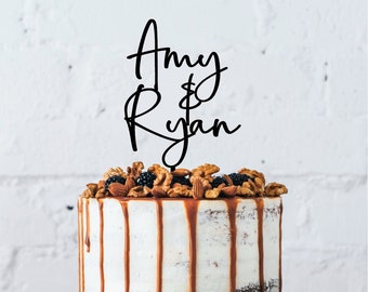 Personalized Couples Name Cake Topper: Wedding, Engagement, Acrylic or Bamboo
