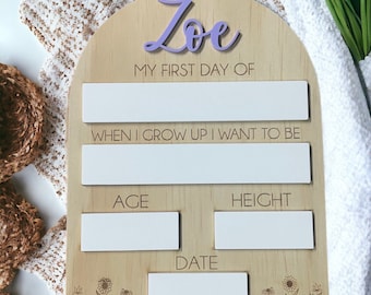 My first day of school sign  | Acrylic Name | School memories