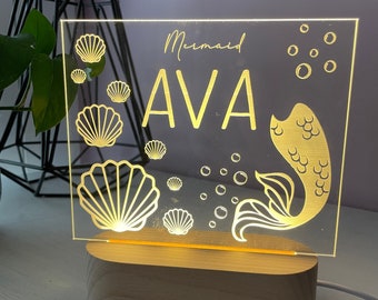 Mermaid with Name | Night Light | 2 bases to choose from