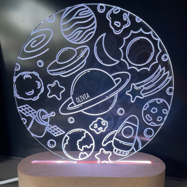 Space with Name | Night Light | 2 bases to choose from
