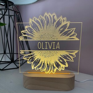 Name with Sunflower | Night Light | 2 bases to choose from