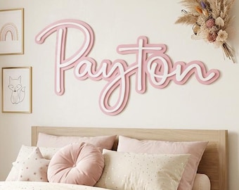 Letrero personalizado con nombre / Letrero para guardería / Letrero personalizado de acrílico o madera / Decoración de pared para habitación infantil / Letrero con nombre de bebé / Fuente Grindline