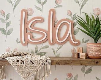 Letrero con nombre personalizado en capas / Letrero con nombre para guardería / Decoración de pared para habitación de niños / Letrero con nombre de bebé personalizado / Letrero acrílico / Fuente Always Forever