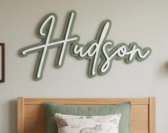 Letrero con nombre personalizado en capas / Letrero con nombre para guardería / Decoración de pared para habitación infantil / Letrero con nombre de bebé personalizado / Letrero con nombre de madera acrílica / Fuente Brittany