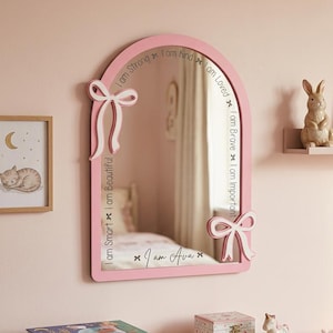 Personalised affirmation mirror for kids | Custom name mirror | Positive affirmation wall decor | Girls room nursery decor