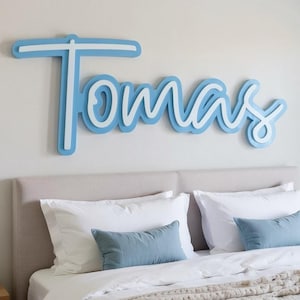 Personalised layered name sign | Custom nursery name sign | Acrylic name sign | Kids room wall decor | Baby name sign | Hallywood font image 1