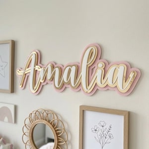 Triple Layered Name Sign | Custom nursery name sign | Personalised kids room decor | Baby name wall sign | Cream Candy font
