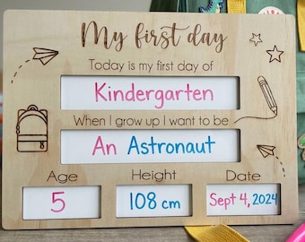 Personalised First & Last Day of School Board | Reusable Back to School Sign | Dry Erase School Photo Prop | Custom Name School Board