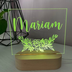 Florals with Name Night Light 2 bases to choose from image 7