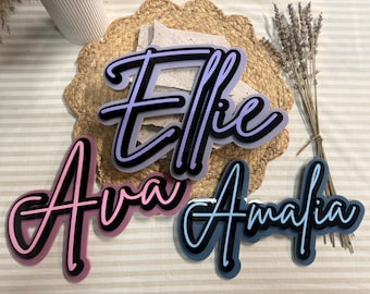 Triple Layered Name Sign | Custom nursery name sign | Personalised kids room decor | Baby name wall sign | Brittany font