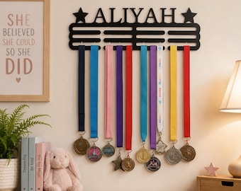 Personalised Name Medal Holder – Custom Acrylic Medal Display for Kids