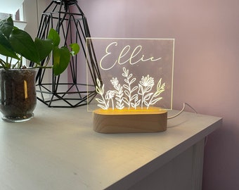 Name with Flowers | Night Light | 2 bases to choose from