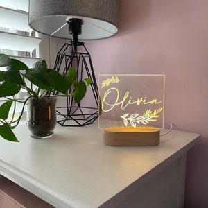 Name with Florals | Night Light | 2 bases to choose from