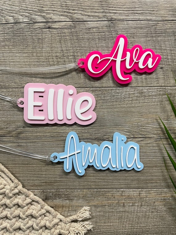 Layered Name Bag Tag | Acrylic - Bamboo - Plywood