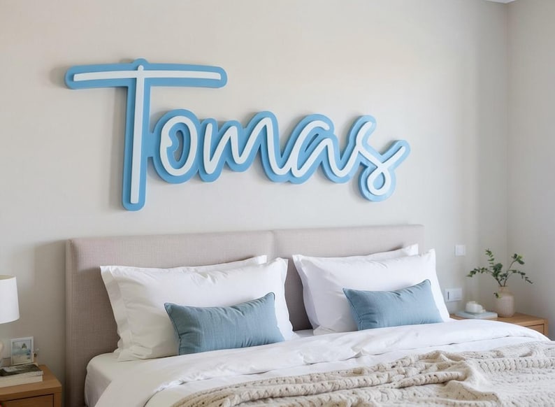 Personalised layered name sign | Custom nursery name sign | Acrylic name sign | Kids room wall decor | Baby name sign | Hallywood font image 1
