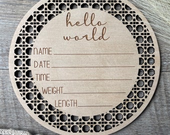 Hello World / Disco de bebé de ratán / anuncio de nacimiento